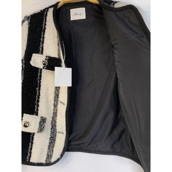 NWT Chenny S Boucle Striped Tweed Blazer Jacket Metallic Buttons RDD10665 - Picture 4 of 8